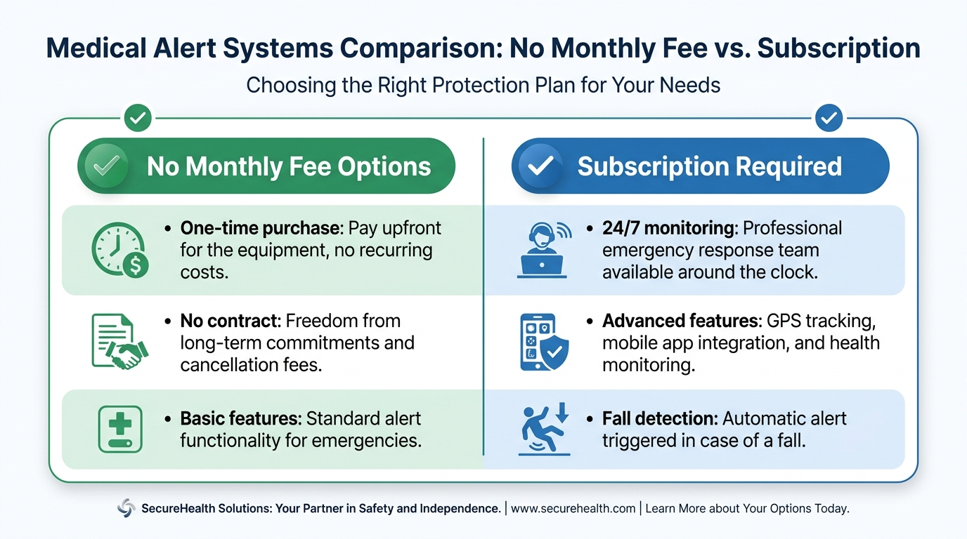 Comparison of medical alert systems with no monthly fee for seniors