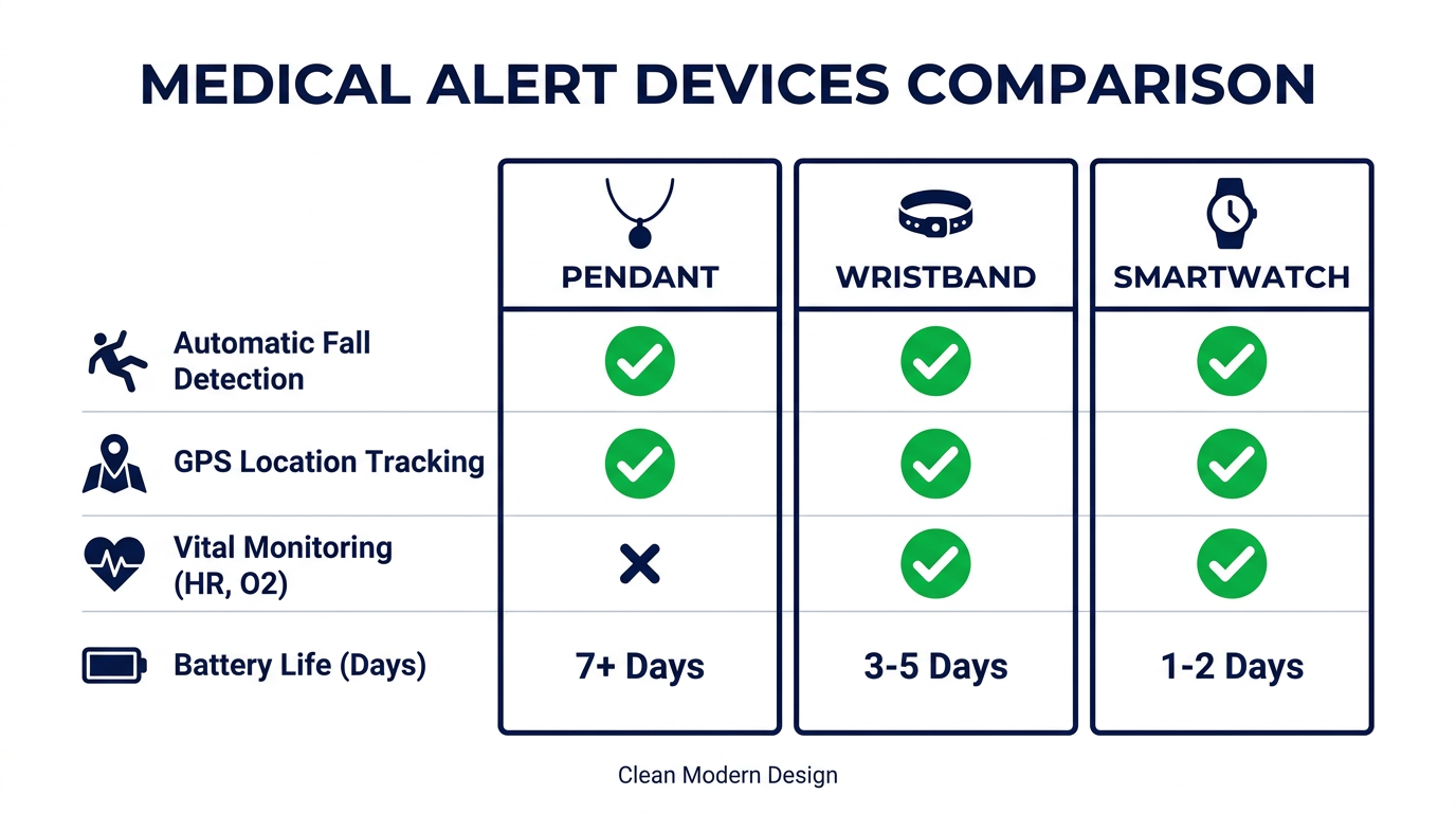 Wearable medical alert device comparison for seniors